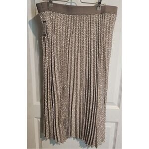 Vince Camuto Beige Polka Dot Pleated Midi Skirt NWT Elastic Waist Pull On‎ XXL